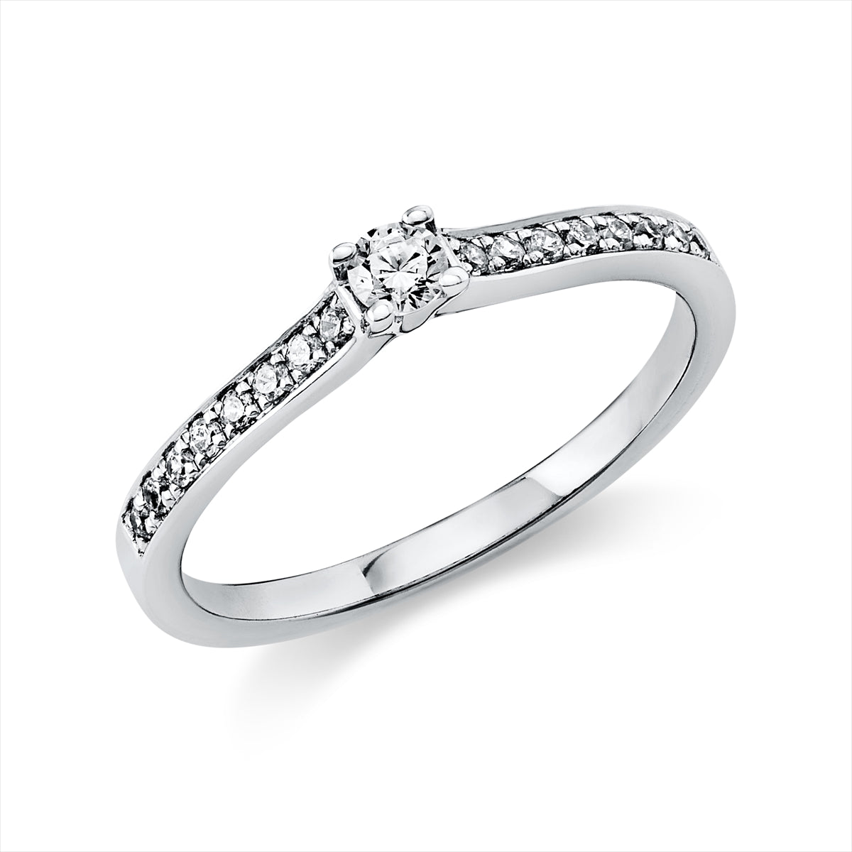 Solitaire mit Besatz Ring 0,22ct