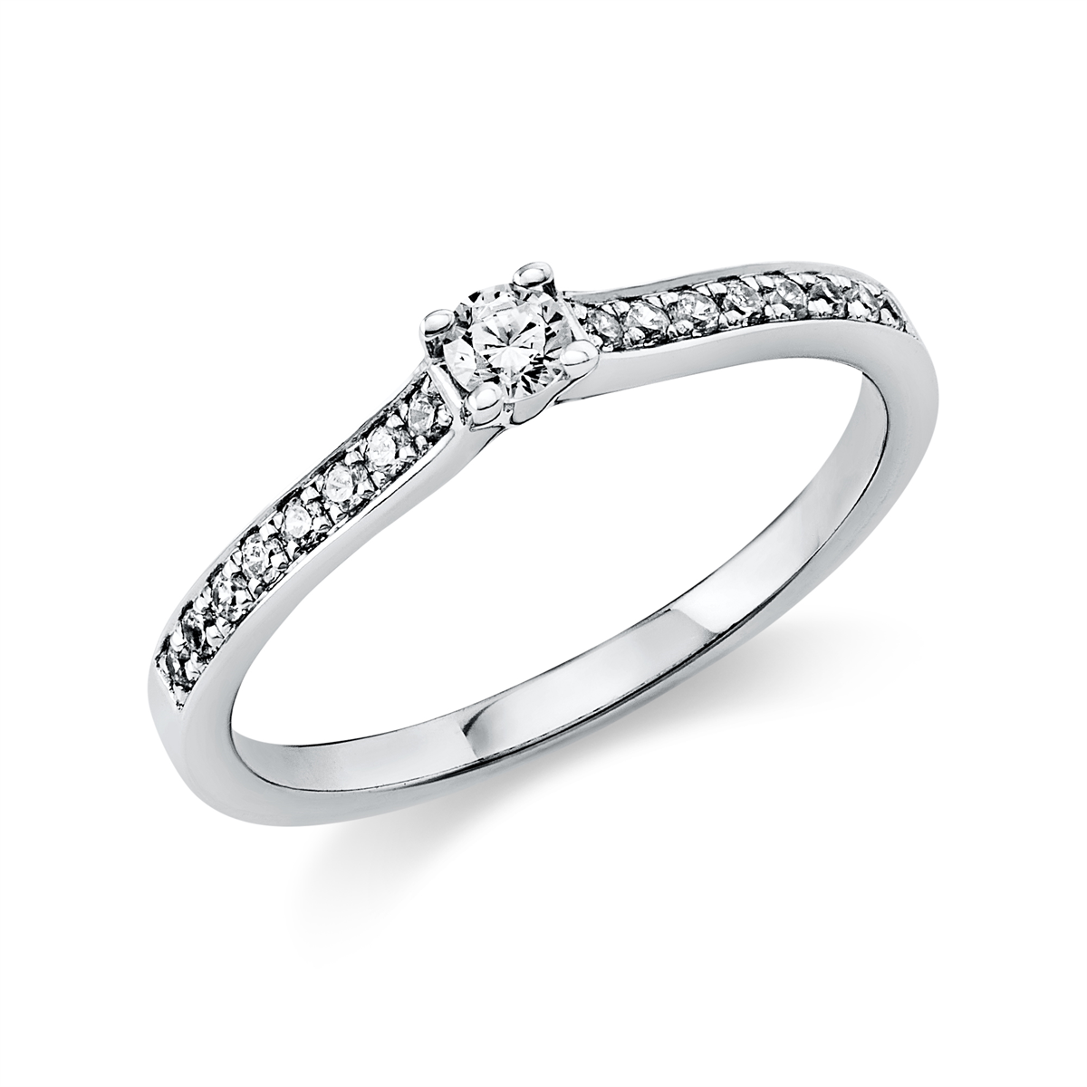 Solitaire mit Besatz Ring 0,22ct