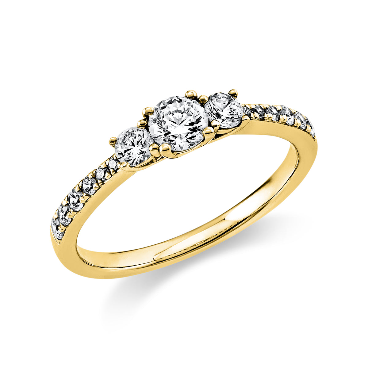 Solitaire mit Besatz Ring 0,58ct
