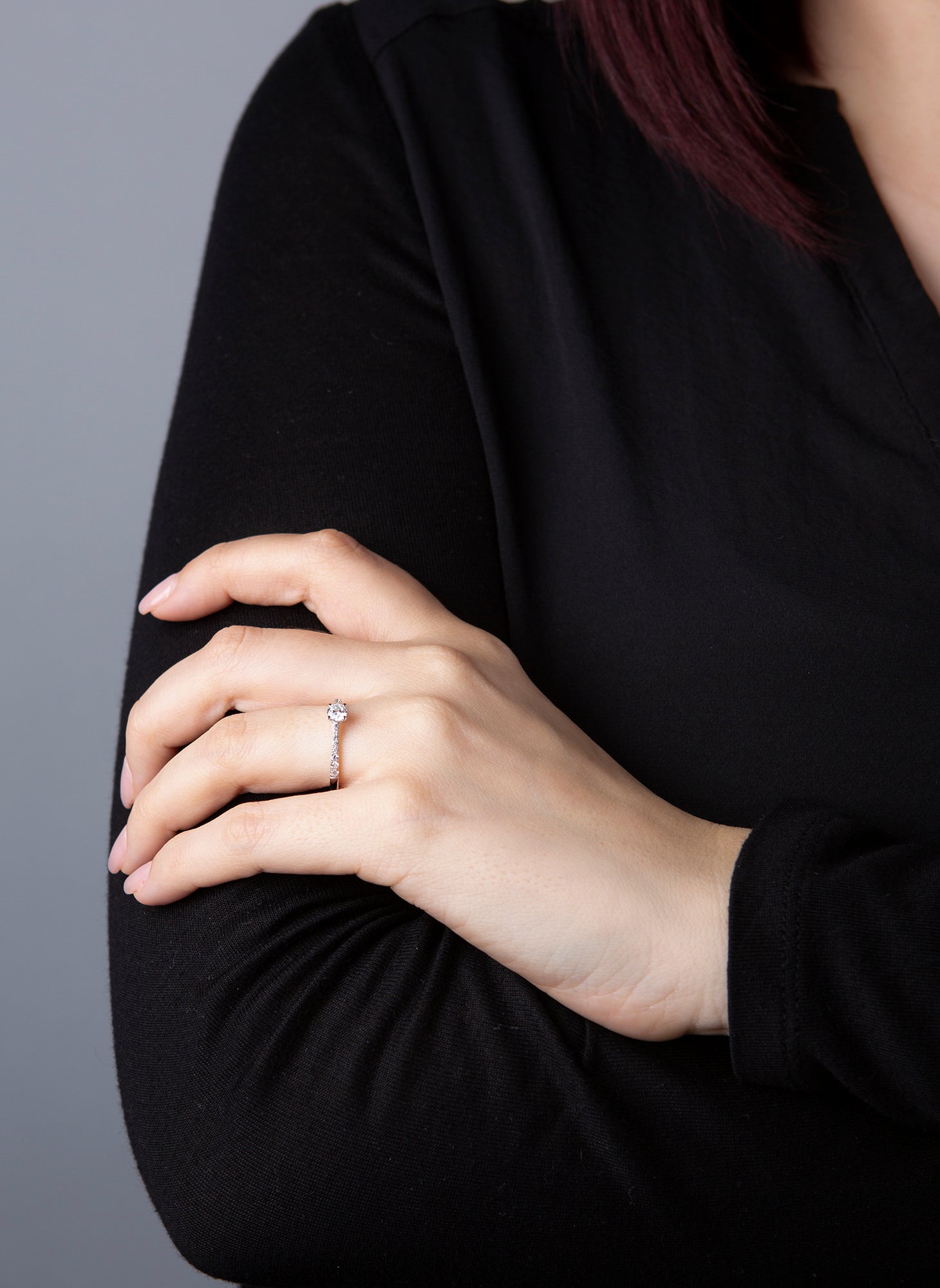 Solitaire mit Besatz Ring 0,51ct