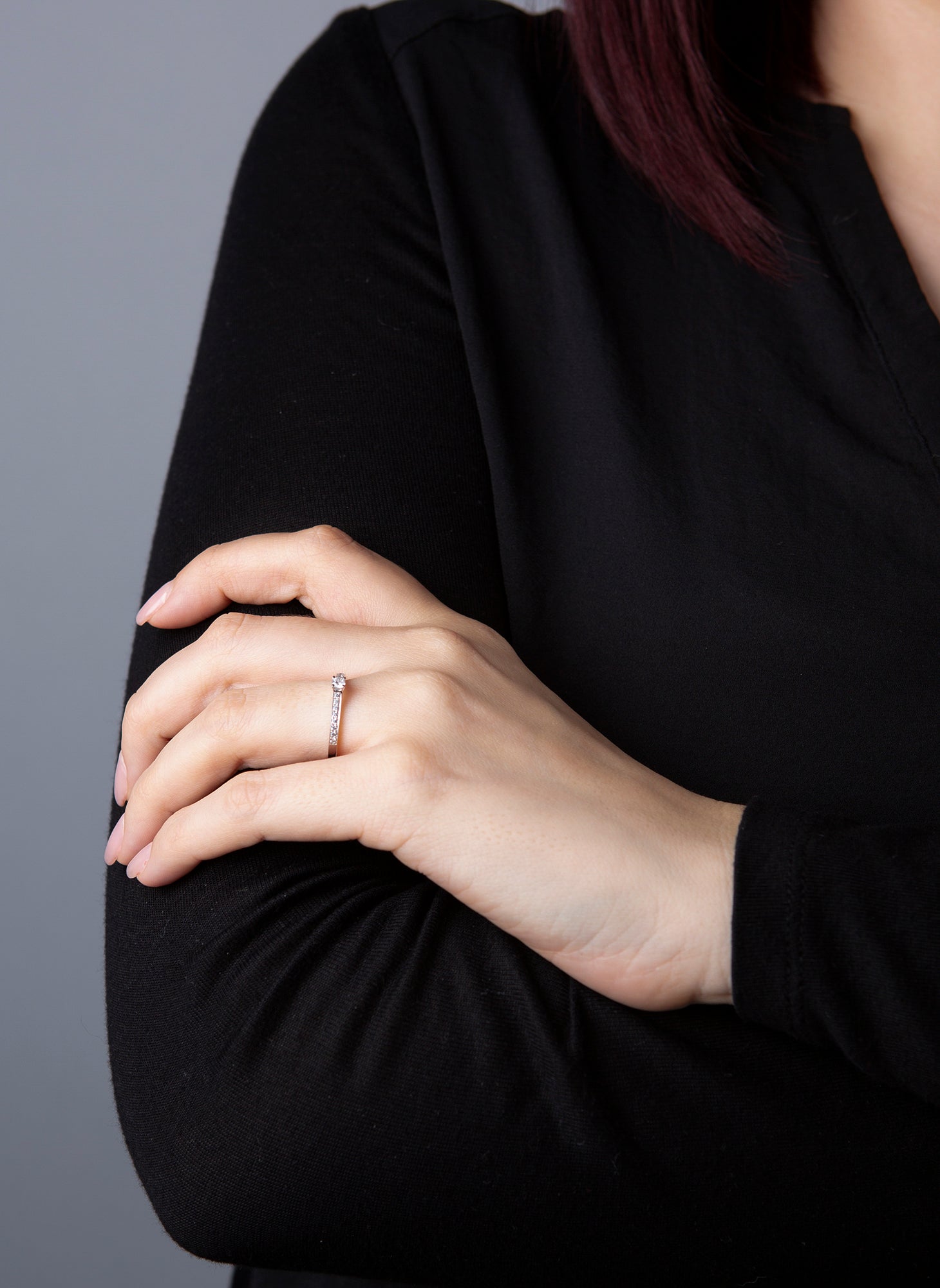 Solitaire mit Besatz Ring 0,22ct