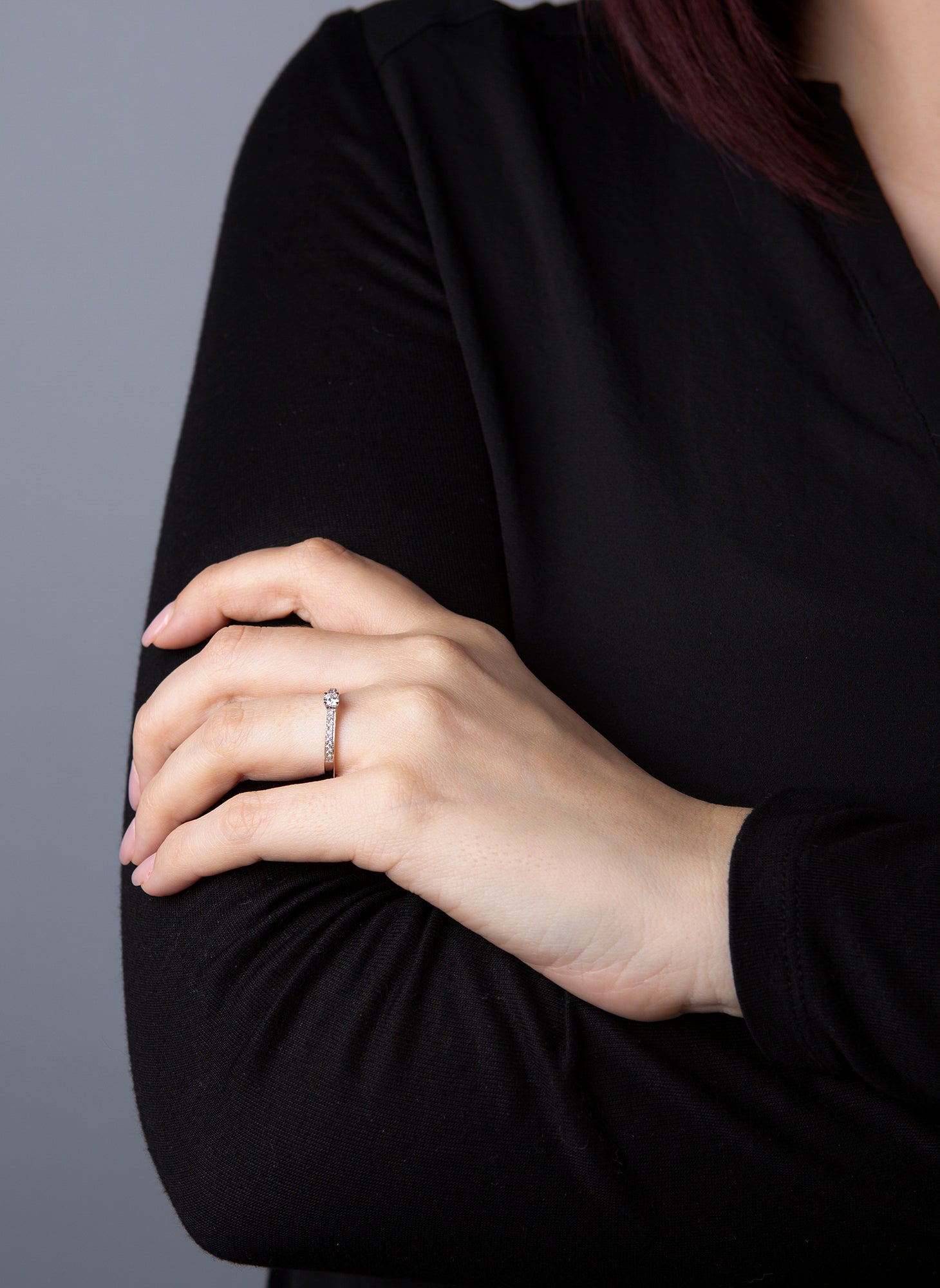 Solitaire mit Besatz Ring 0,29ct