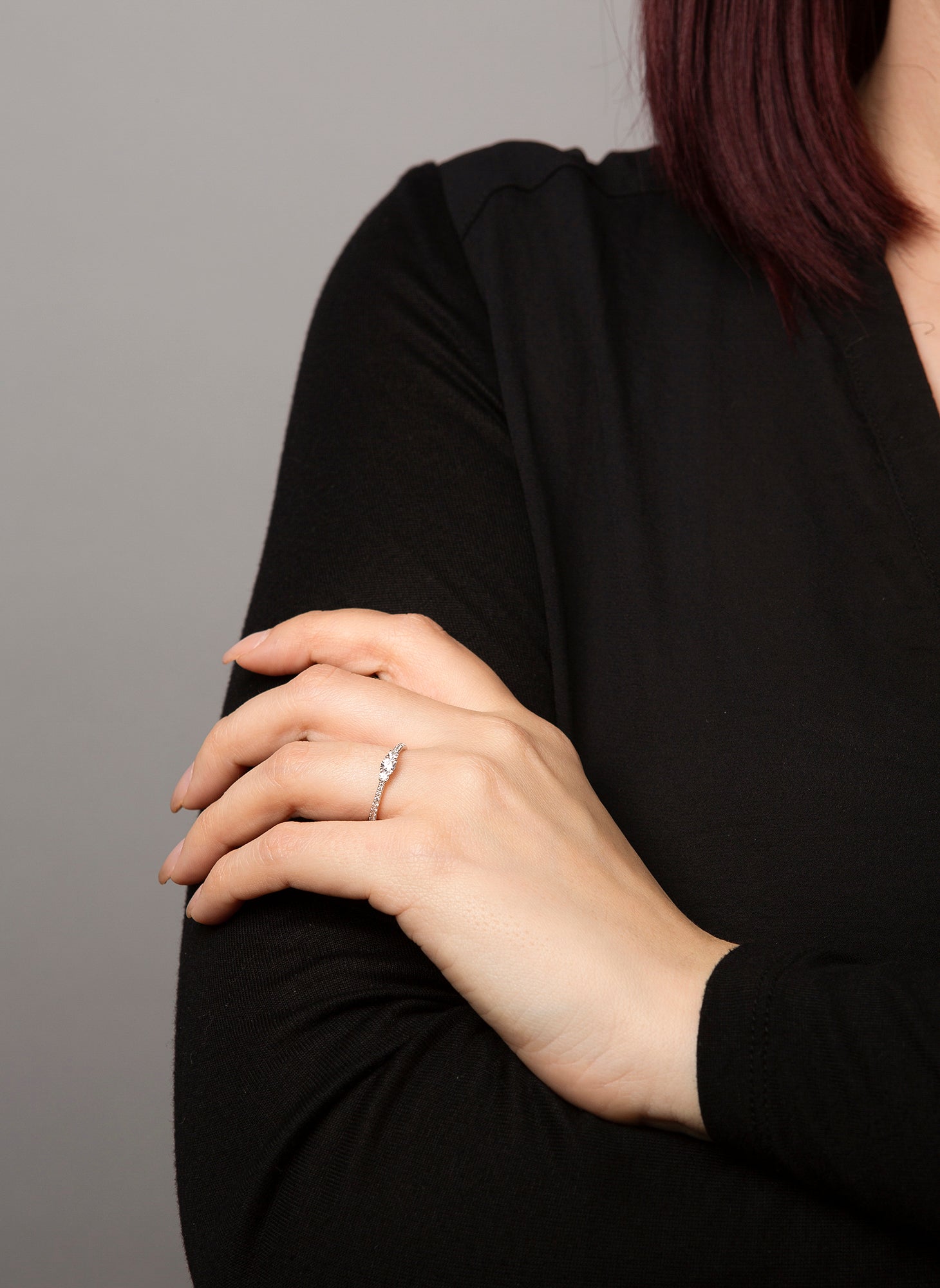 Solitaire mit Besatz Ring 0,37ct