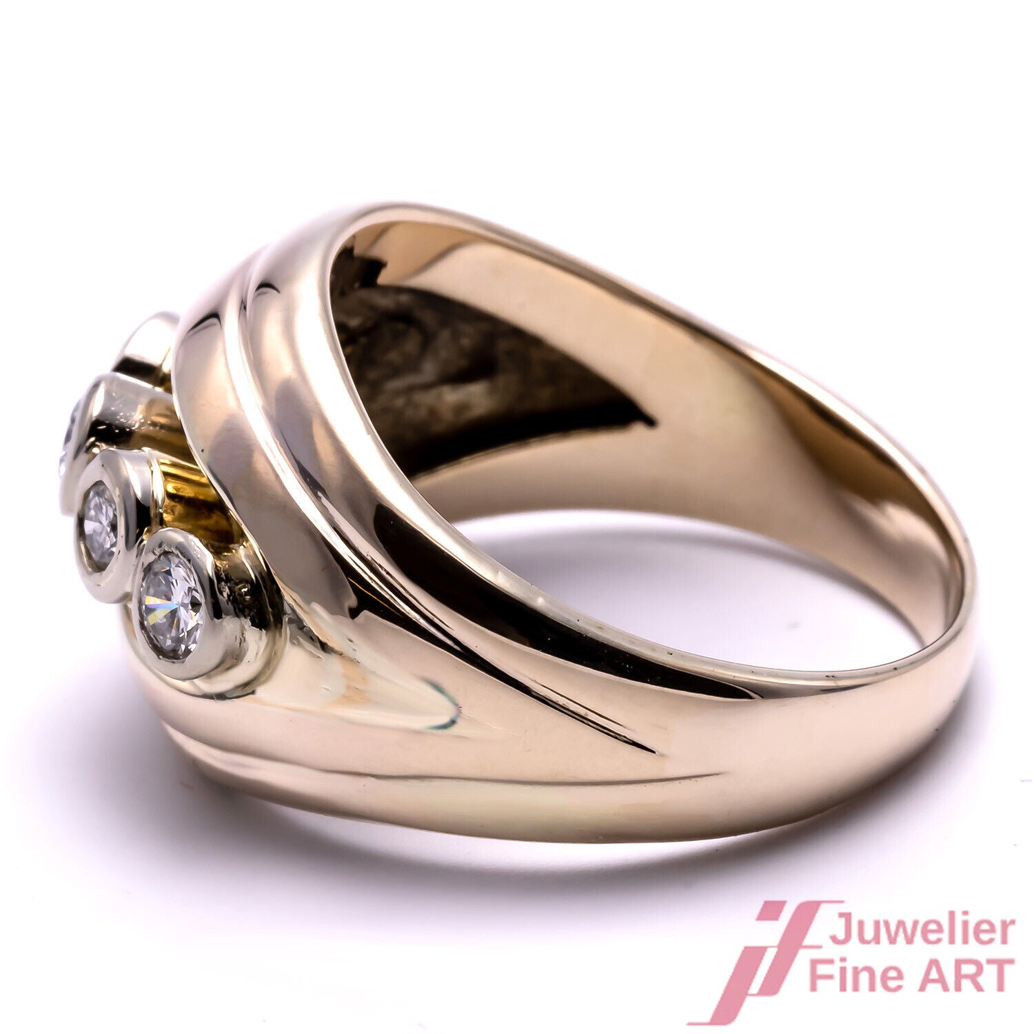 RING - 14K GG/WG - Handarbeit - 5 Brillanten zus. ca. 0,50 W/si - 6,8 g - Gr. 57