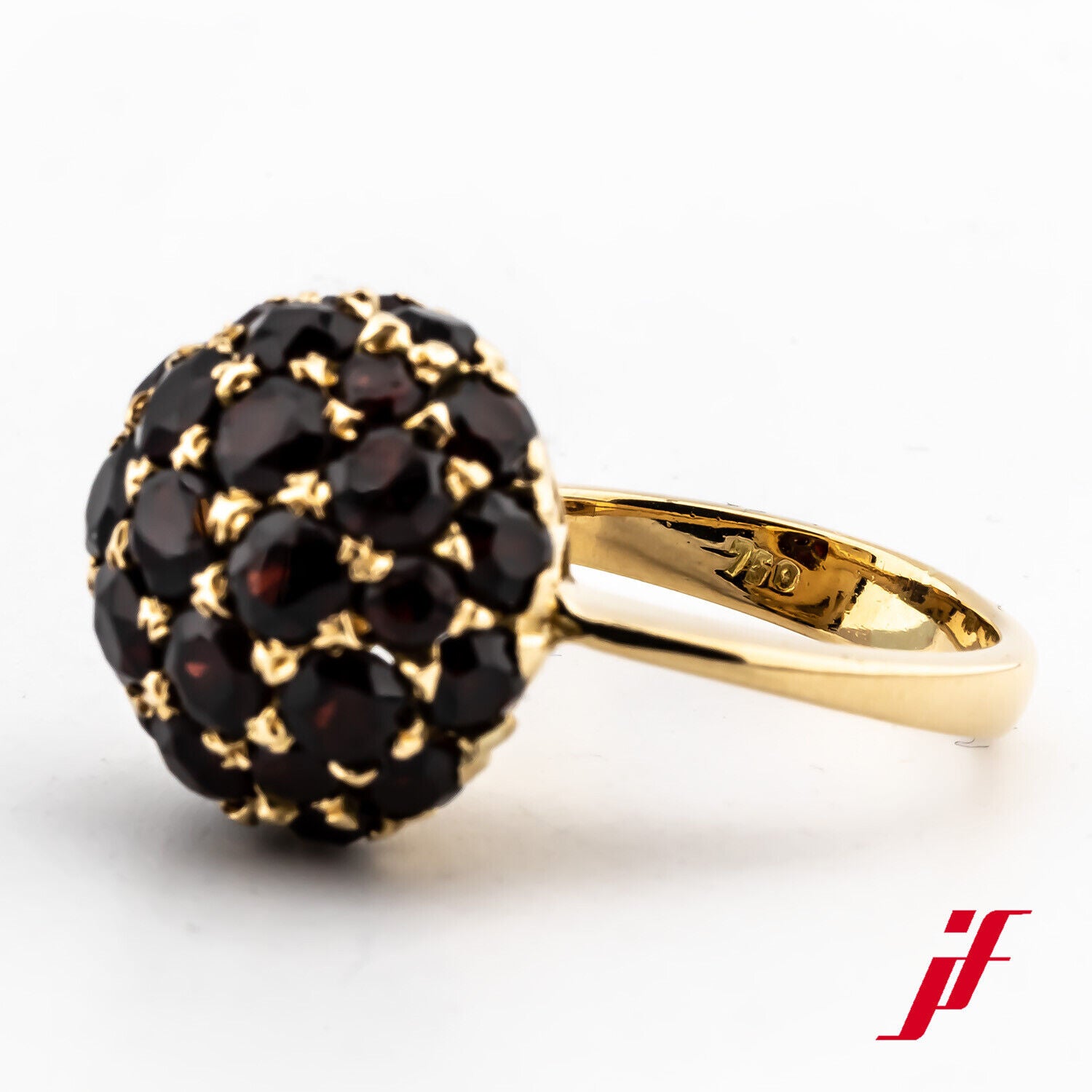 Ring Cocktailring 750/18K Gelbgold Granatsteine Größe 50 TOP