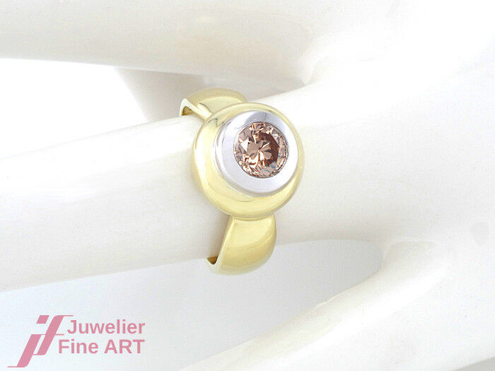 Ring Solitärring 585/14K Gelbgold Weißgold fancy Brillant Diamant neu