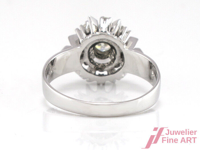 Ring in 14K/585 Weißgold mit 9 Diamanten ca. 0,80 ct TW/P - 4,8 g - Gr. 55