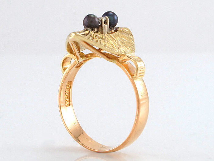 Ring 18K Gelbgold - 1 Brillant ca. 0,07 ct + 2 Tahitiperlen - 6,7 g - Gr. 58