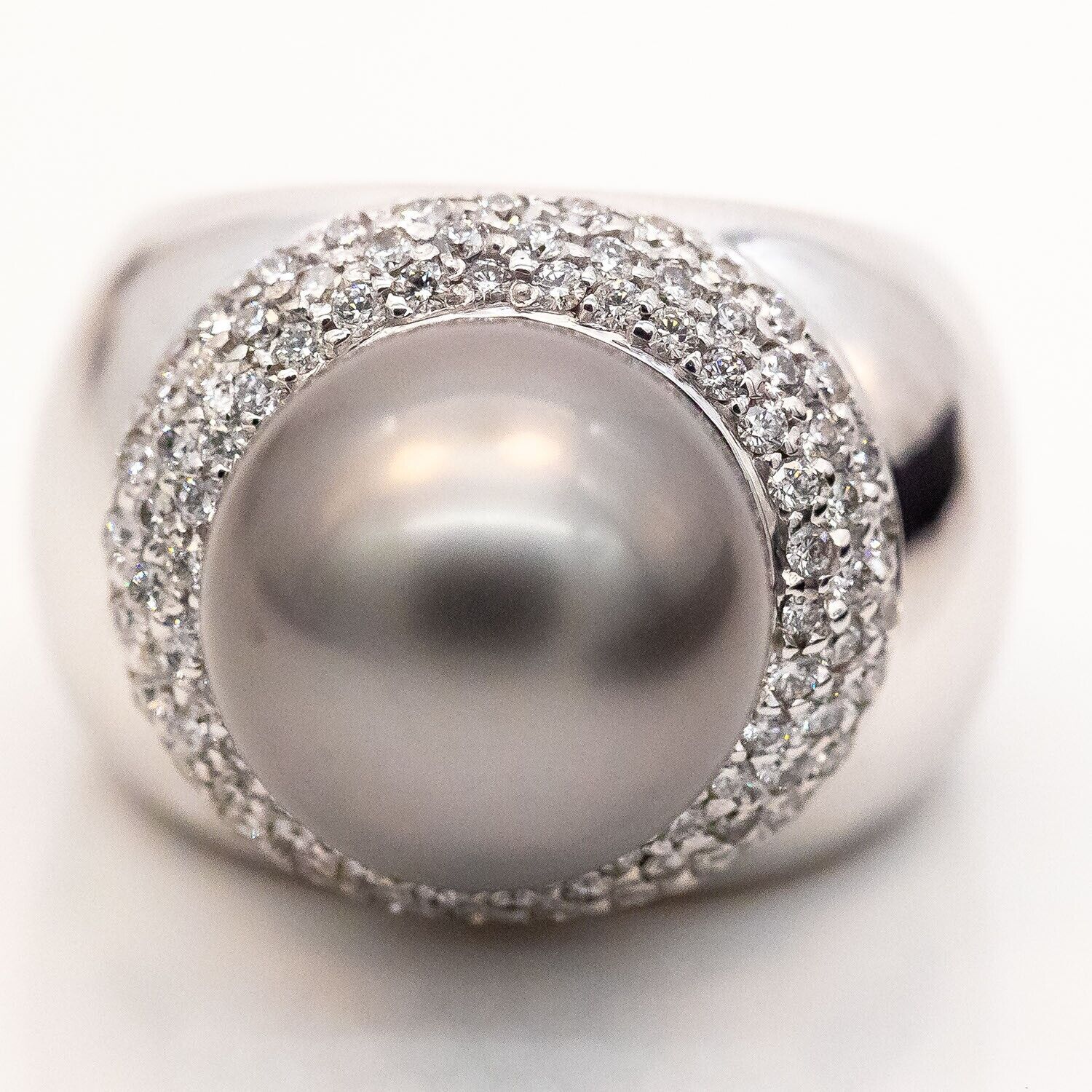 Ring 18K/750 Weißgold Tahiti-Perle Diamanten Gr.52 20g - Wert 10.000€