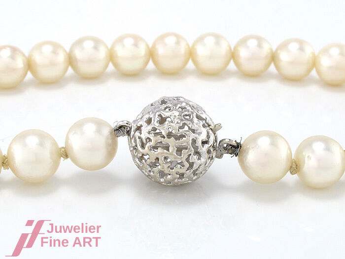 Armband, Akoya-Perlen Ø 6,5 mm mit 585/14K Weißgold-Schließe - 13,3 g - 19,5 cm