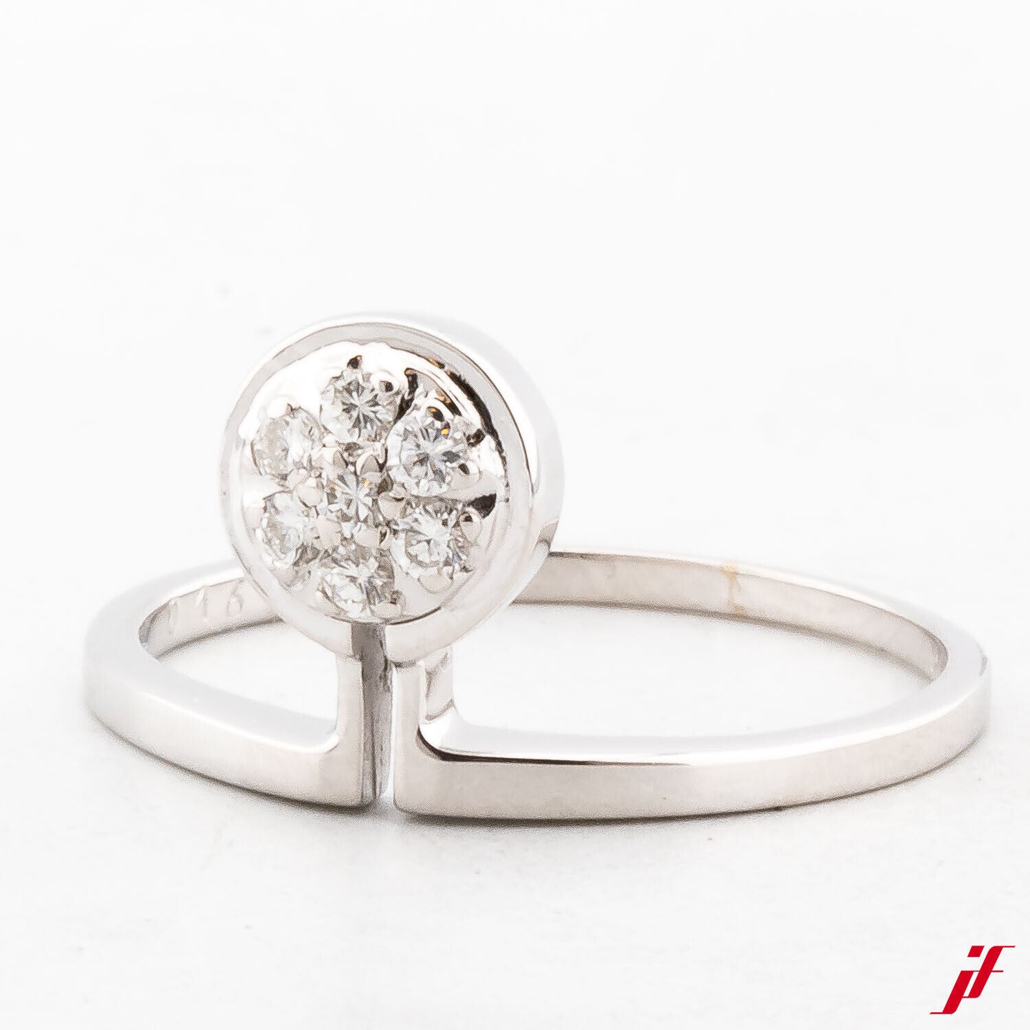 Ring 585/14K Weißgold 7 Diamanten Brillanten ca. 0,16 ct 55,5