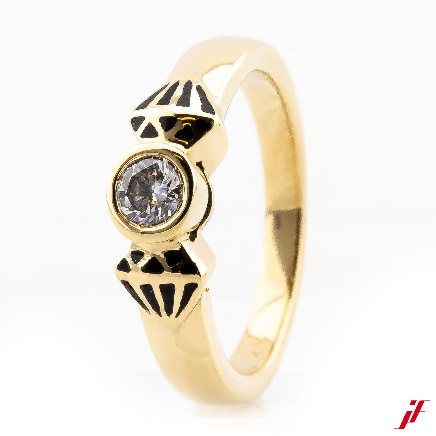 Damenring Klassisch 750/18K Gelbgold 1 Diamant Brillantschliff 0,35 ct 56,5