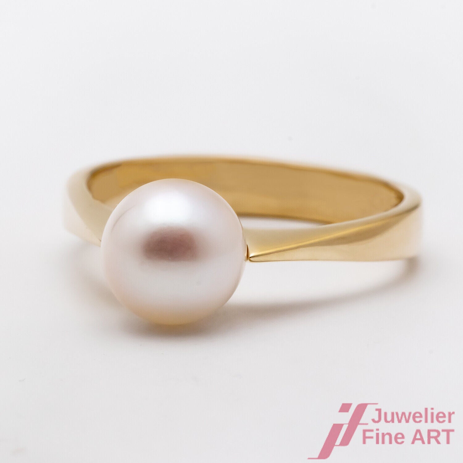 Ring Perlring 750/18K Gelbgold Akoya Perle Zucht Größe 52