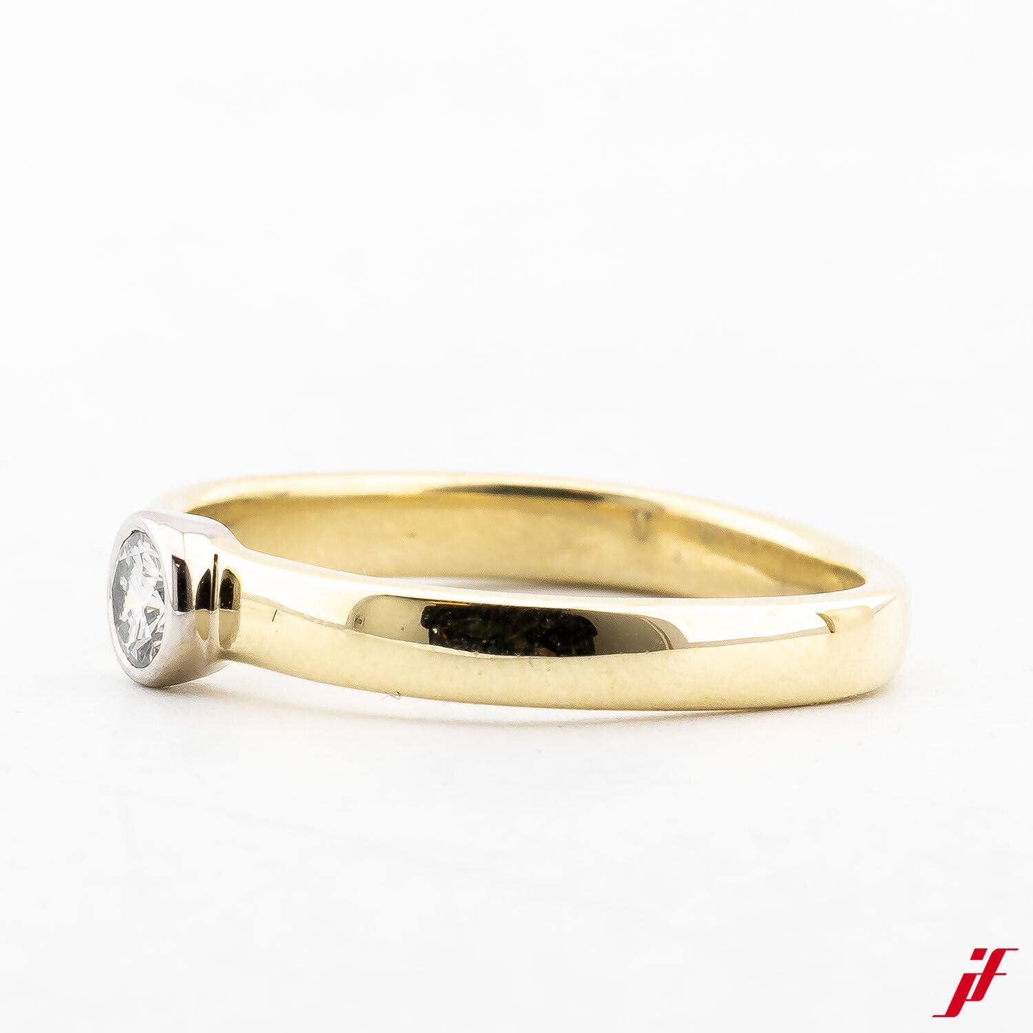 Damenring Solitärring 585/14K Gelbgold Weißgold Diamant Brillant 56,5