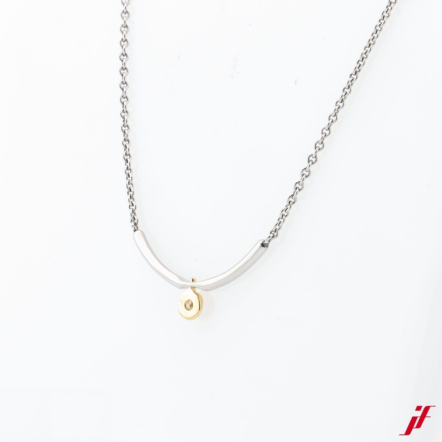 Collier 950er Platin 750/18K Gelbgold 0,05 ct Diamant Brillant 40 cm Wert 1200 €