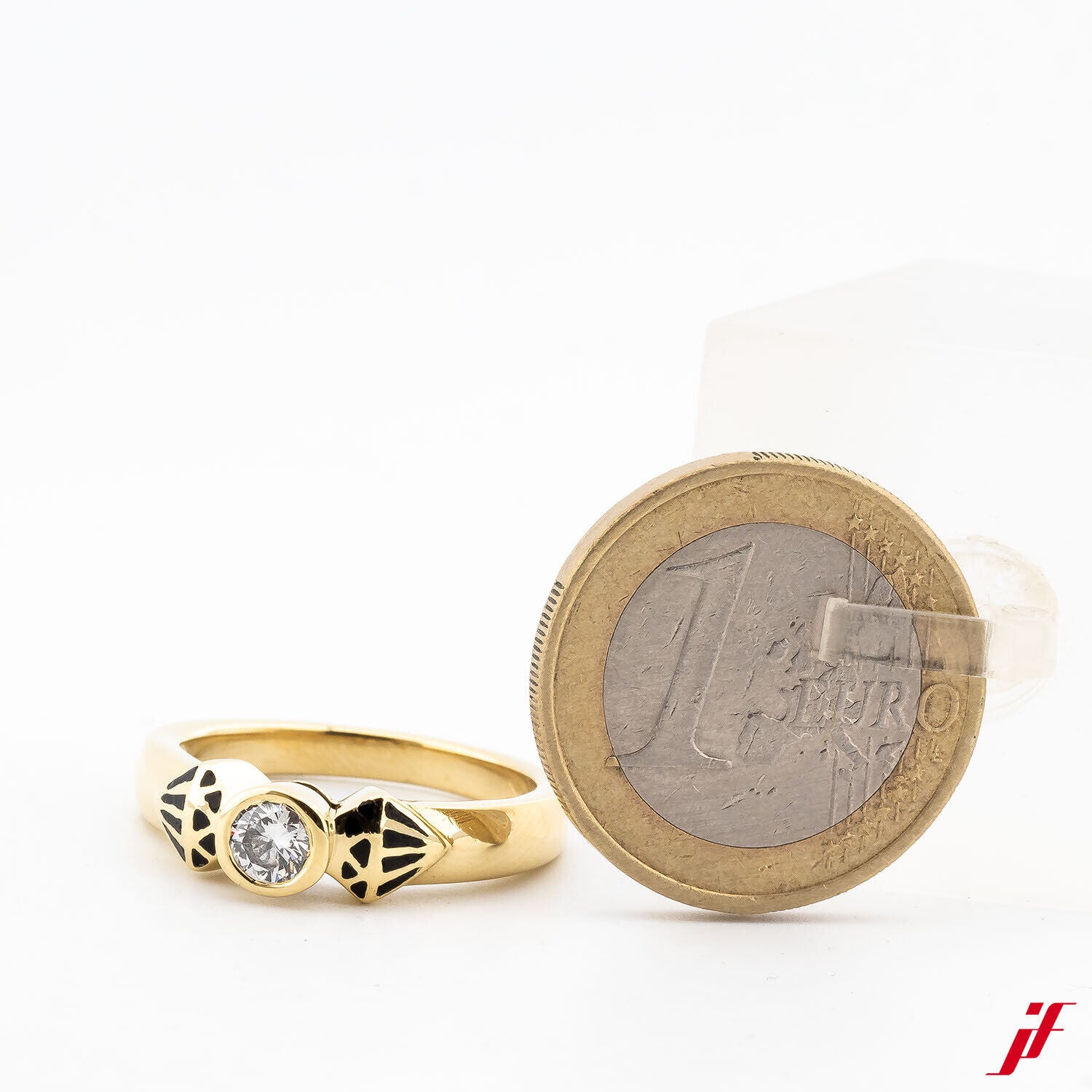 Damenring Klassisch 750/18K Gelbgold 1 Diamant Brillantschliff 0,35 ct 56,5