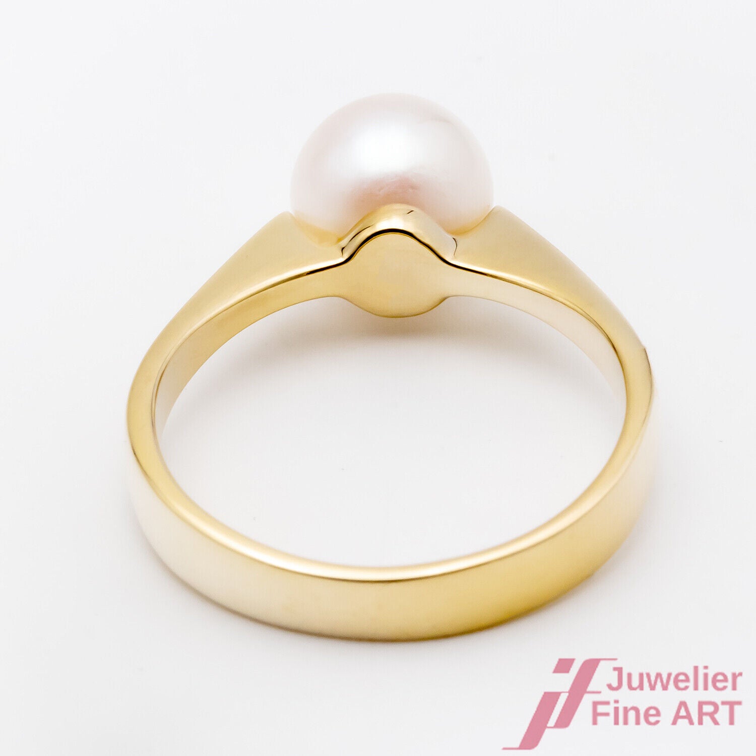 Ring Perlring 750/18K Gelbgold Akoya Perle Zucht Größe 52
