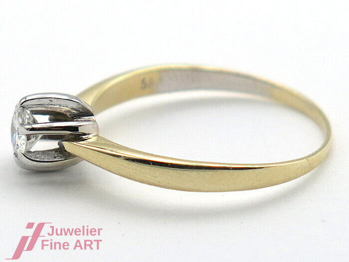 Solitärring 14K/585 GG/WG - 1 Brillant ca. 0,30 ct W/SI - 2,1 g - Gr. 56