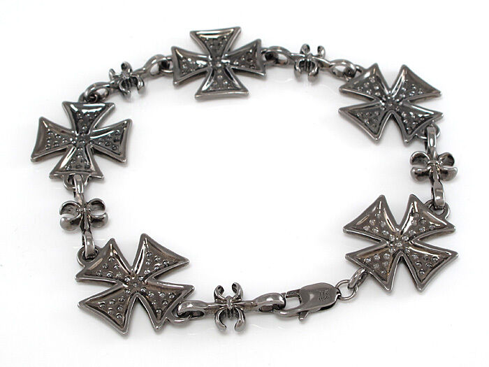 SKULL Armband - 750/18K Gold geschwärzt - Brillanten ca. 2,11 ct W-VSI - 25,5 g