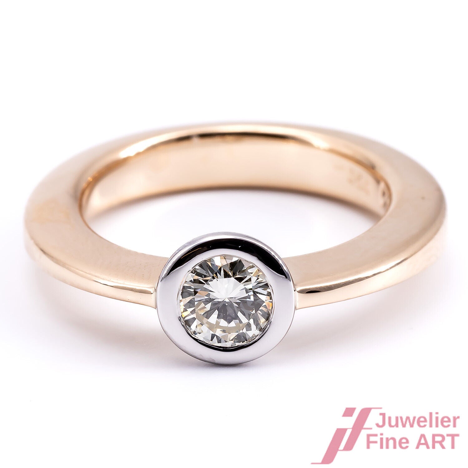 SOLITÄRRING - 18K/750 GG/WG - 1 Brillant ca. 0,50 ct H/vvs - 7,1 g - Gr. 51