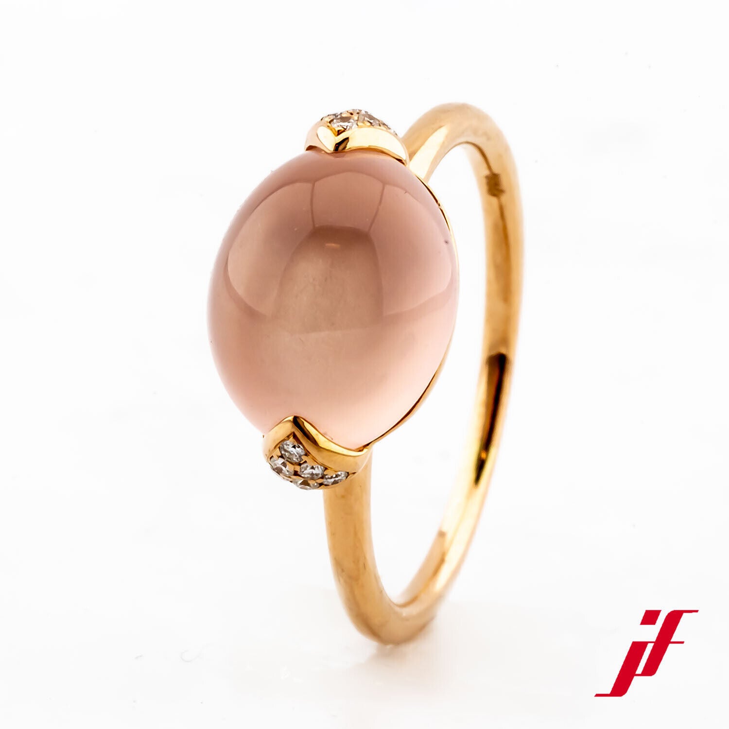 Damenring Cocktailring 750/18K Roségold 1 Rosenquarz Diamanten Brillanten Gr. 50
