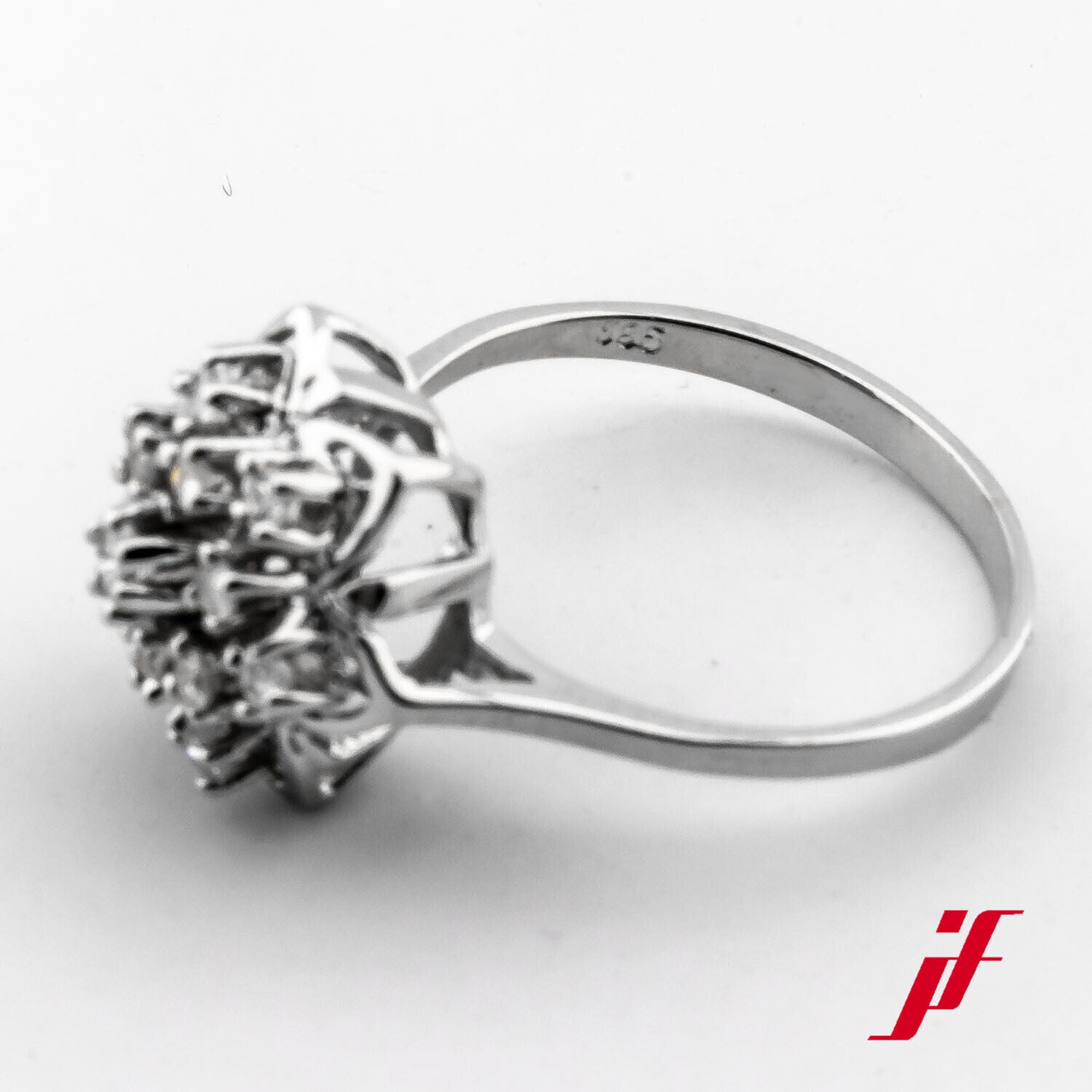 Ring Floral 585/14K Weißgold Diamanten Brillanten Größe 51,5