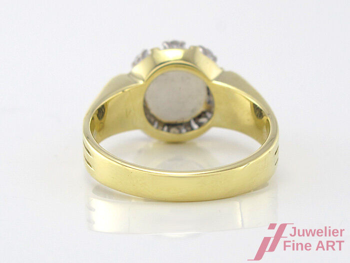 Ring mit Perle & Diamantbesatz ca. 0,40 ct - 585/14K Gelbgold - 7,1 g -Gr.56
