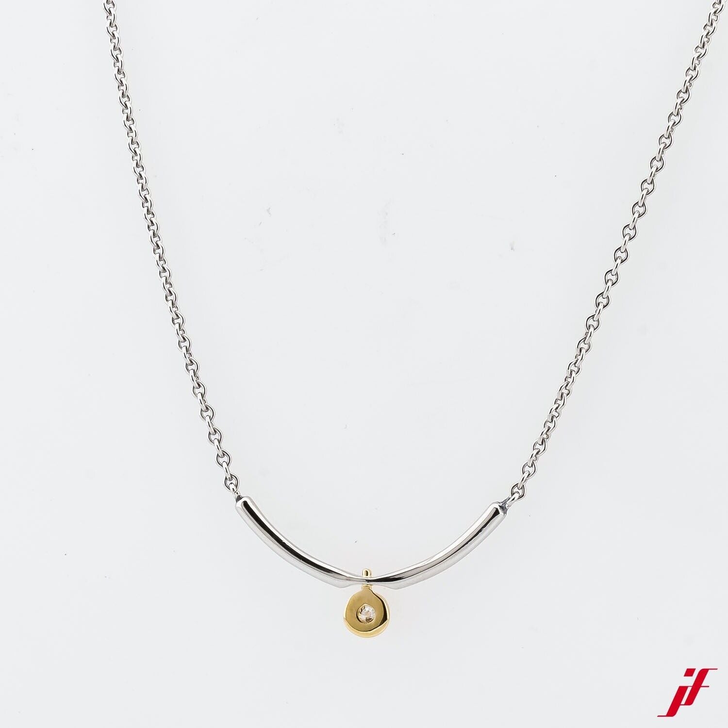Collier 950er Platin 750/18K Gelbgold 0,05 ct Diamant Brillant 40 cm Wert 1200 €