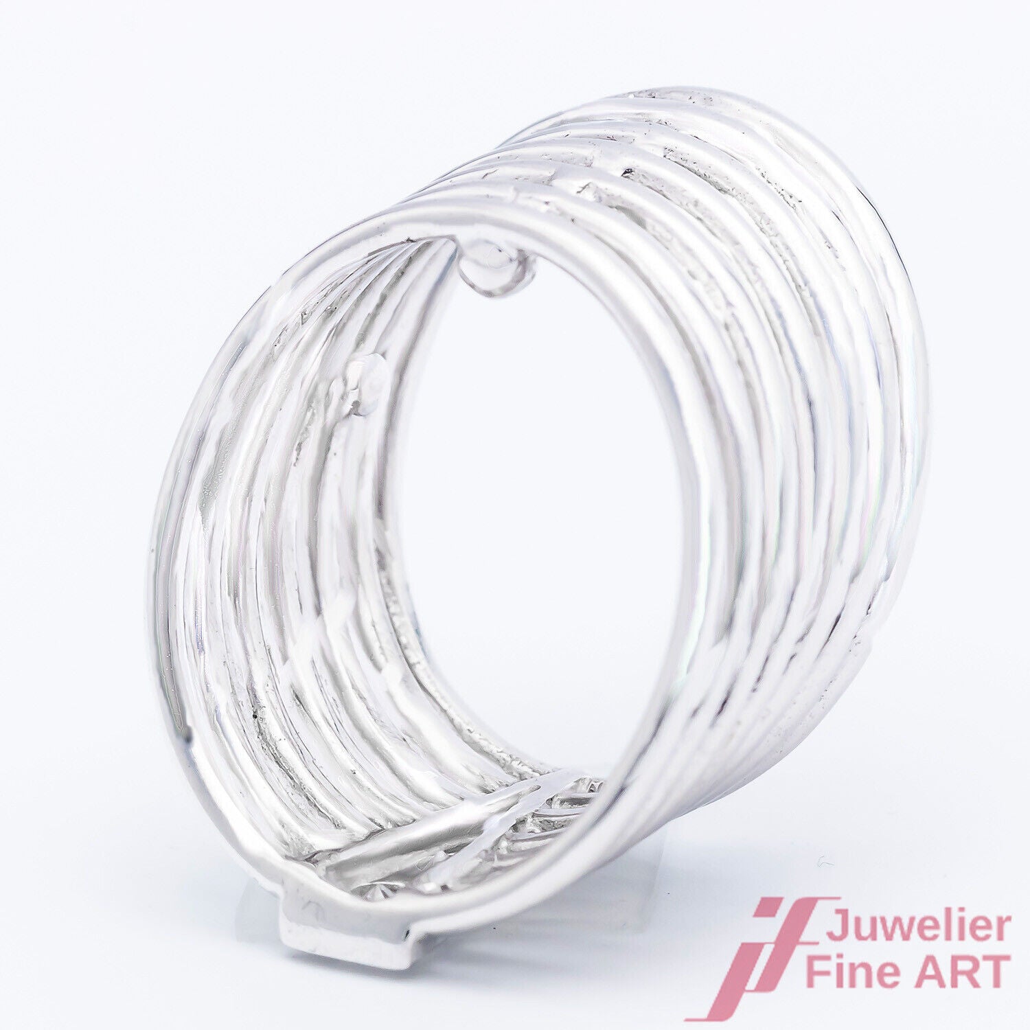 Ring 7 in 1 Schienenring mit Stoppern 750/18K Weißgold Diamanten Größe 49