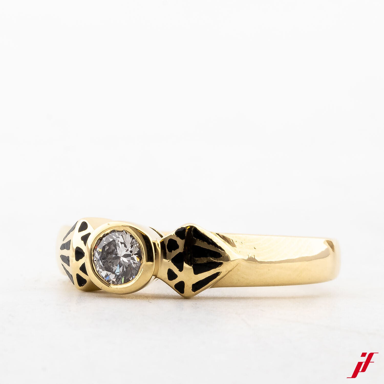 Damenring Klassisch 750/18K Gelbgold 1 Diamant Brillantschliff 0,35 ct 56,5