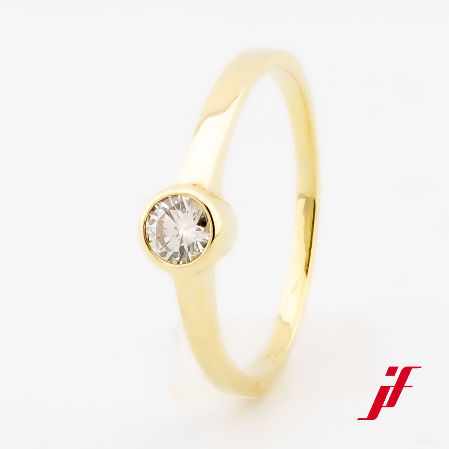 Ring Solitärring 585/14K Gelbgold Diamant Brillant Größe 59 TOP