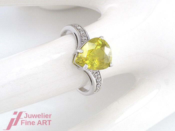 RING - 6 Diamanten ca. 0,06 ct & Andalusit - 9K/375 Weißgold - 2,7 g - Gr. 54,5g