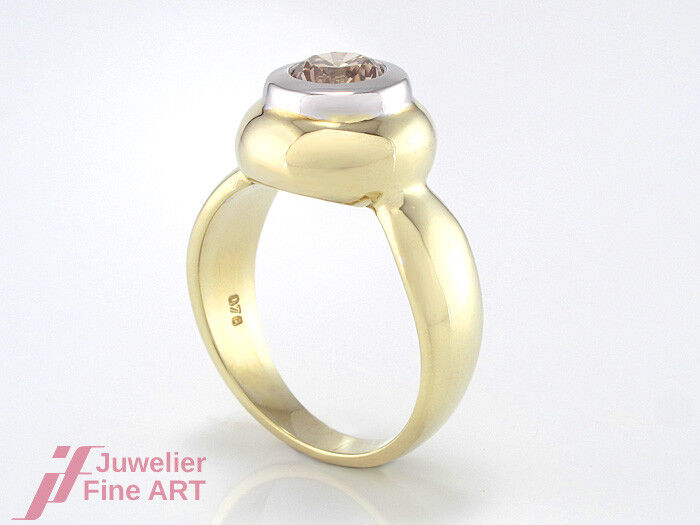 Ring Solitärring 585/14K Gelbgold Weißgold fancy Brillant Diamant neu