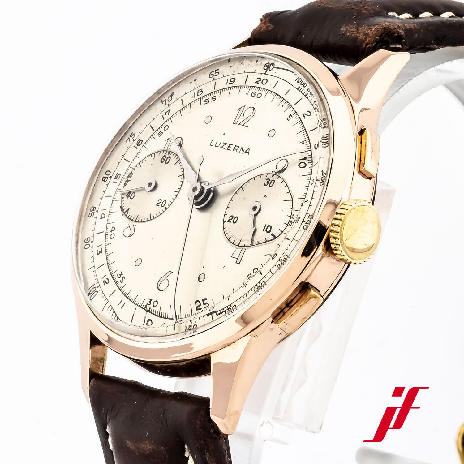 Armbanduhr Luzerna Vintage Chronograph 750/18K Rotgold Automatik 36 mm