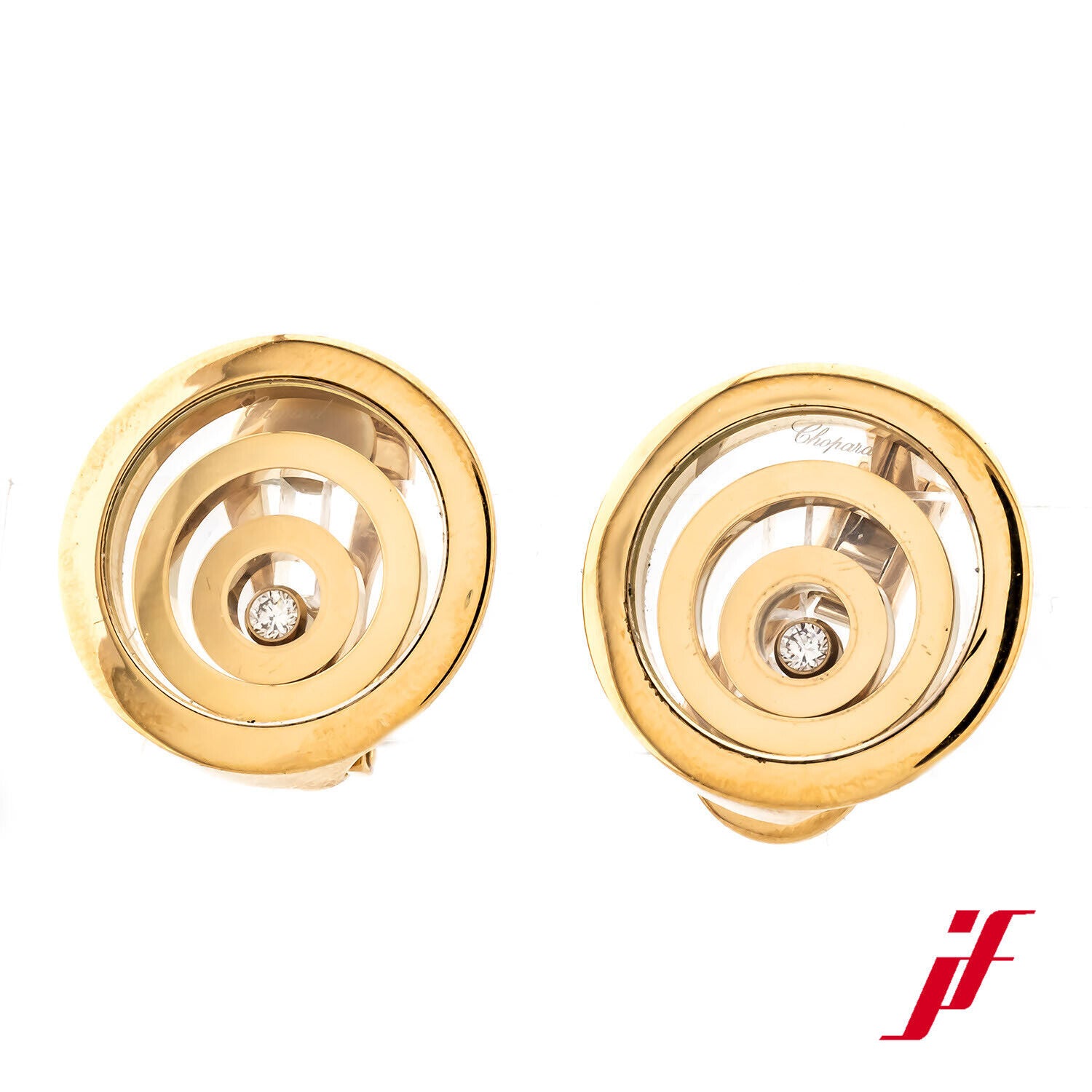 Chopard Ohrclips Happy Spirit 750/18K Gelbgold Diamant Brillant Ø 23,49 cm TOP