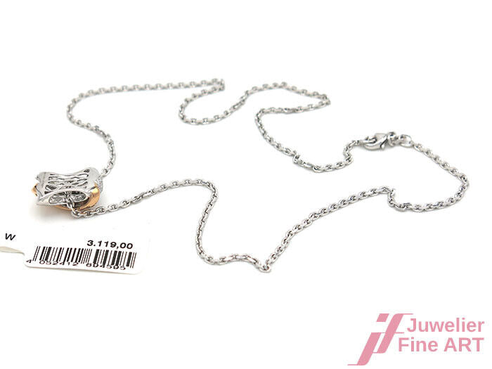 Halskette mit Anhänger Weißgold Rotgold Diamanten Brillanten neu 45 cm