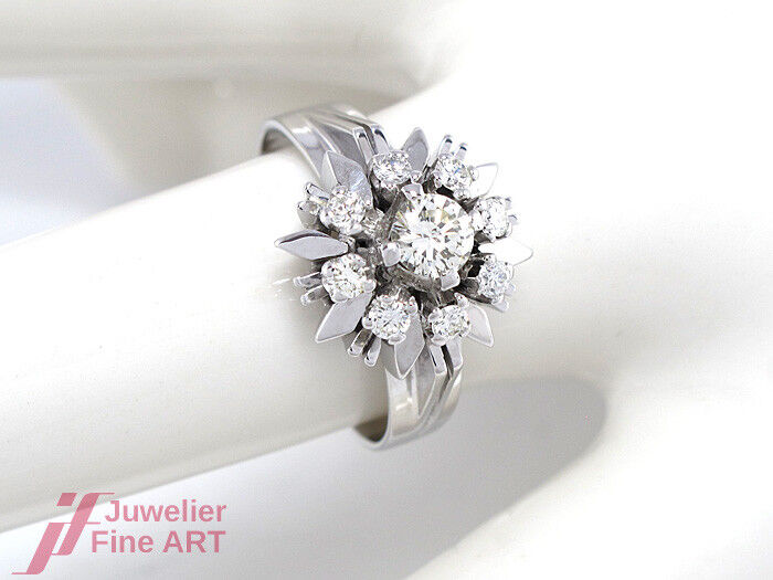 Ring in 14K/585 Weißgold mit 9 Diamanten ca. 0,80 ct TW/P - 4,8 g - Gr. 55