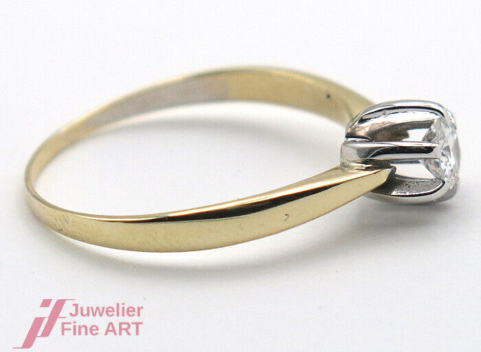 Solitärring 14K/585 GG/WG - 1 Brillant ca. 0,30 ct W/SI - 2,1 g - Gr. 56