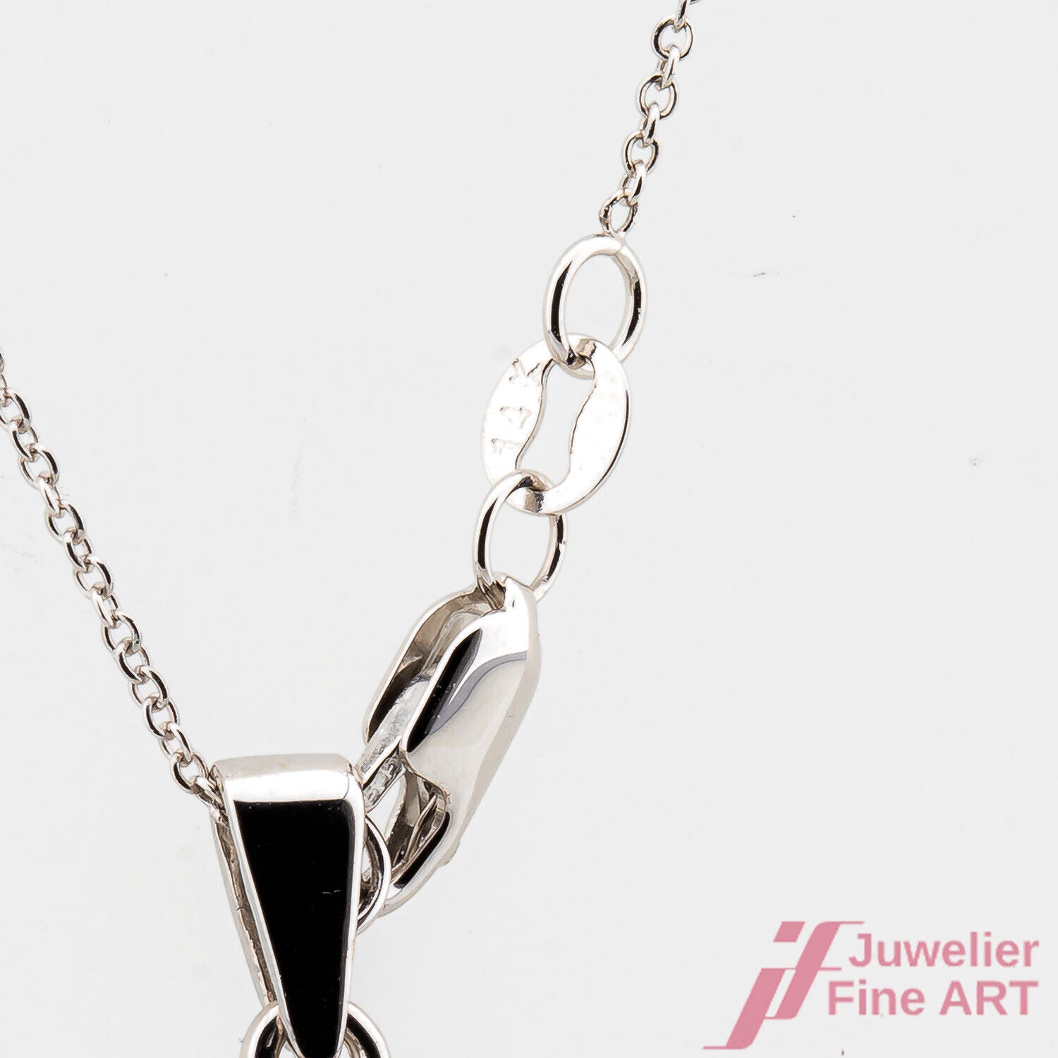 Kette Klassischer Anhänger 585/14K Weißgold Diamanten Brillanten 45 cm Kette