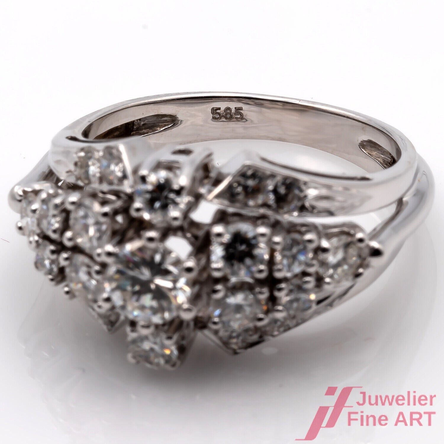 Ring Kuppel 585/14K Weißgold Diamanten Brillanten ca. 2,0 ct Größe 51