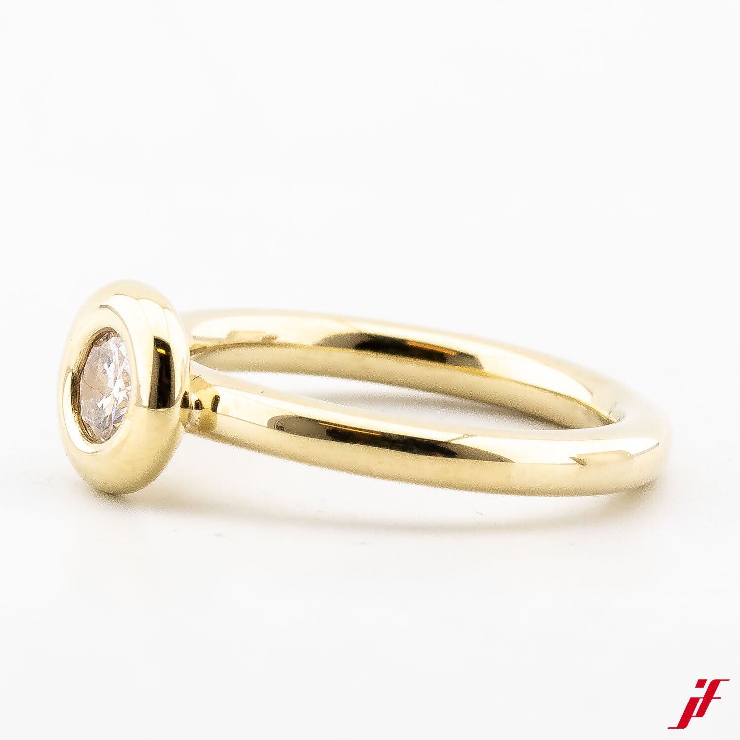 Damenring Solitärring 585/14K Gelbgold Diamant Brillant Ringweite 50