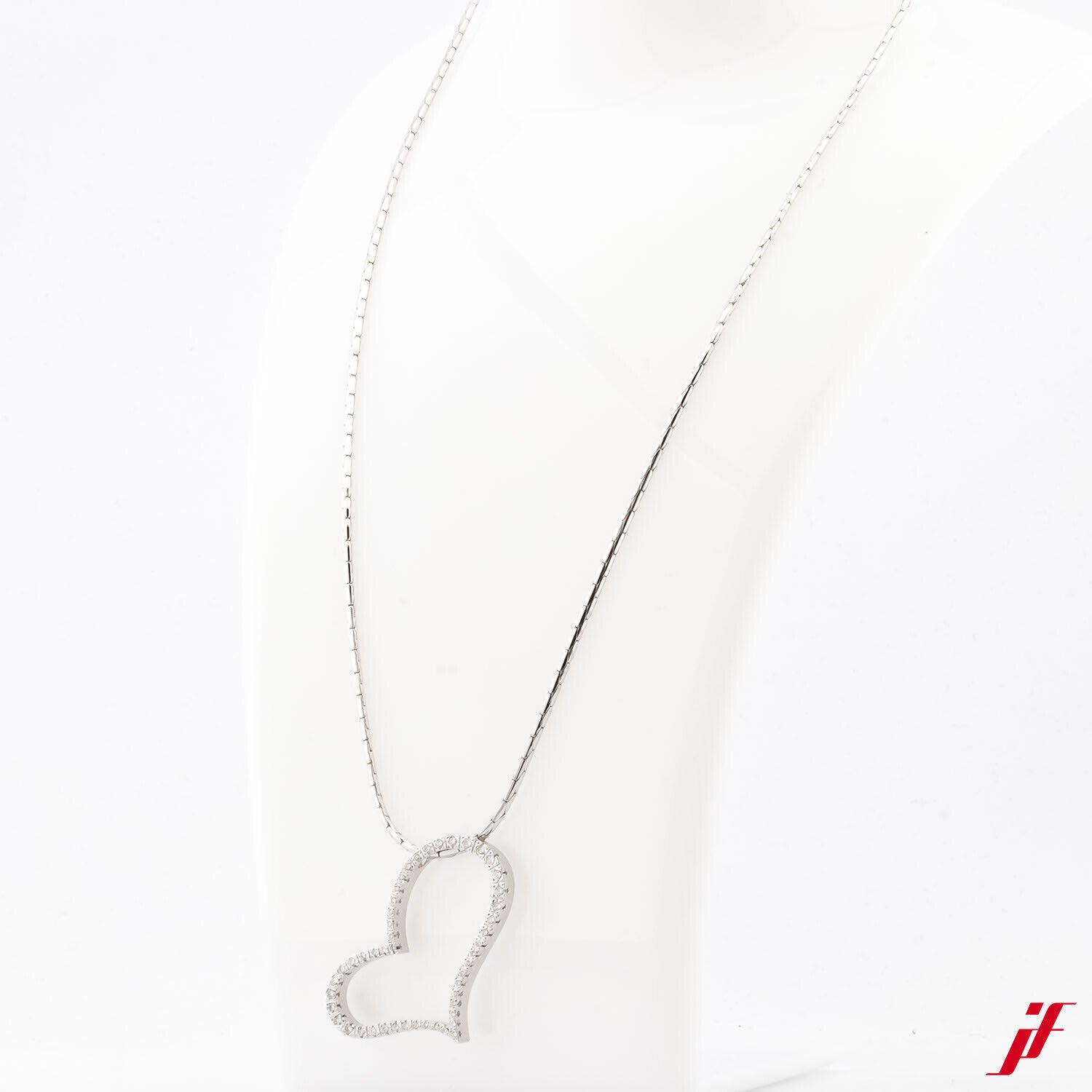 Halskette Herzanhänger 585/14K Weißgold 55 Diamanten zus. 0,55 ct W/vs1 45 cm