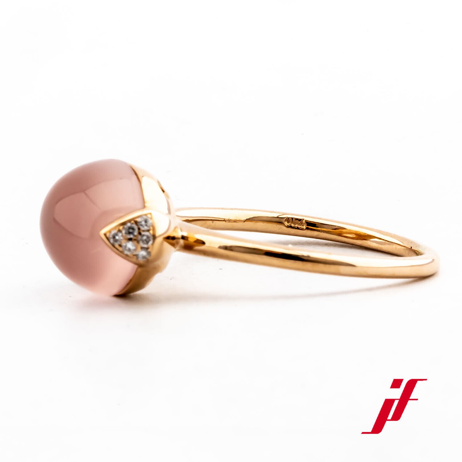 Damenring Cocktailring 750/18K Roségold 1 Rosenquarz Diamanten Brillanten Gr. 50