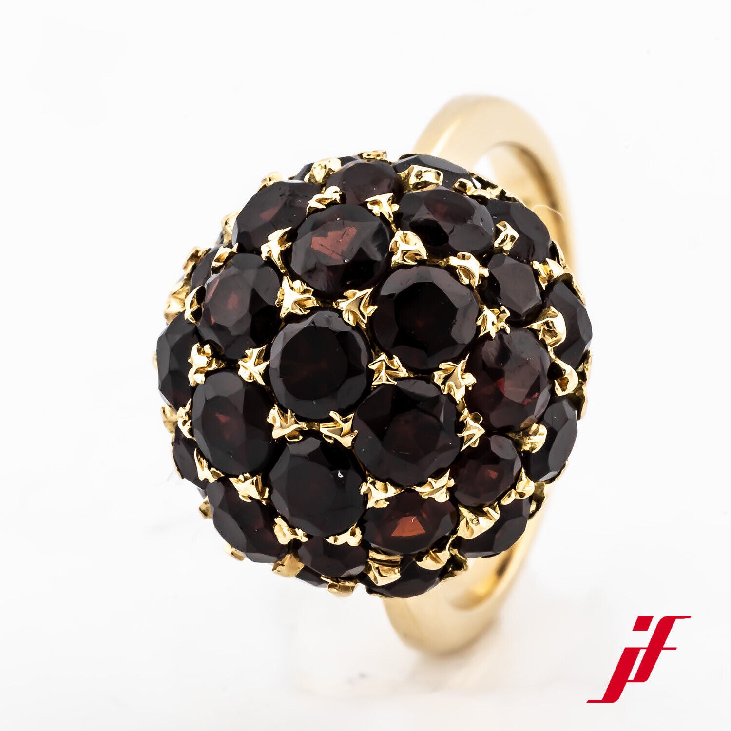Ring Cocktailring 750/18K Gelbgold Granatsteine Größe 50 TOP