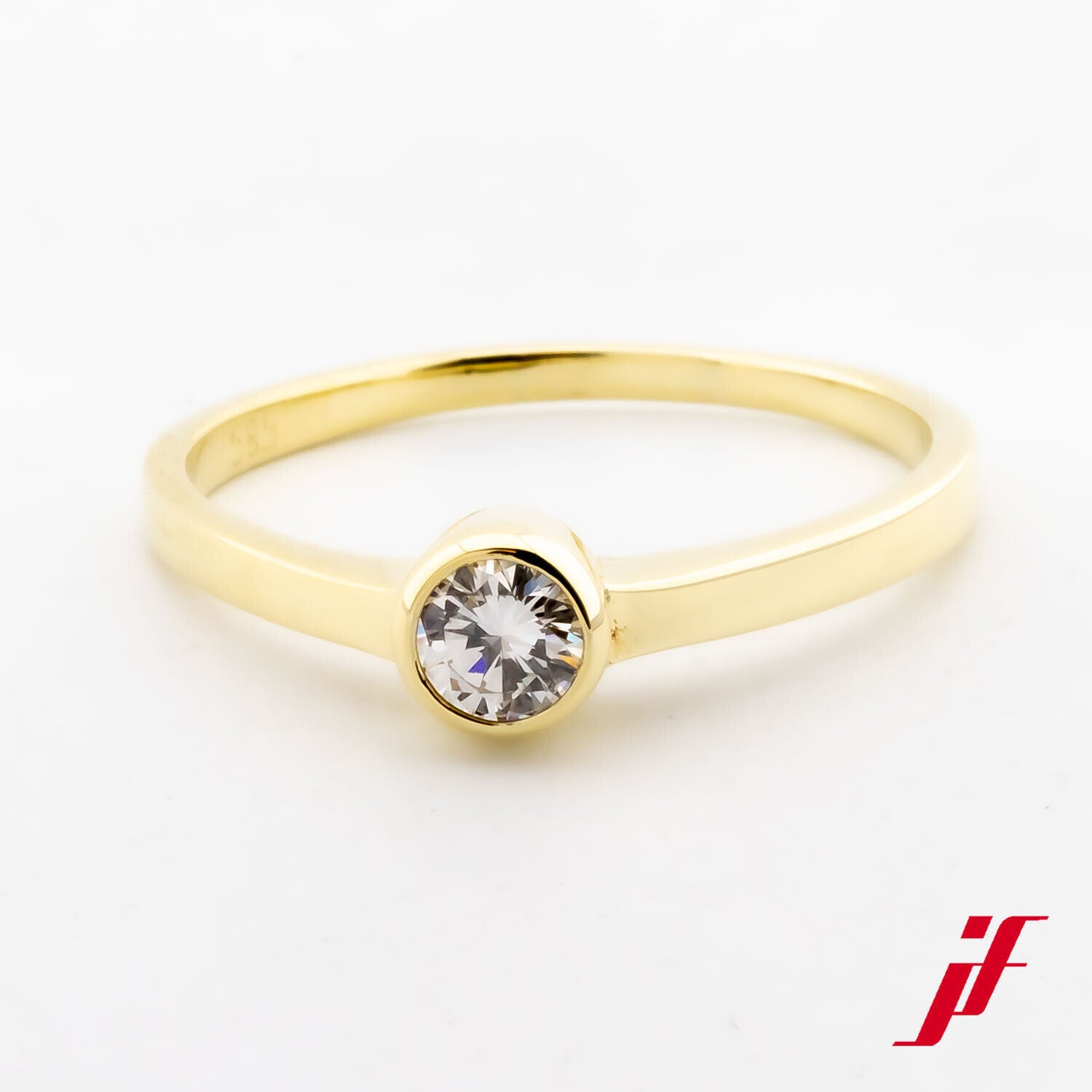 Ring Solitärring 585/14K Gelbgold Diamant Brillant Größe 59 TOP