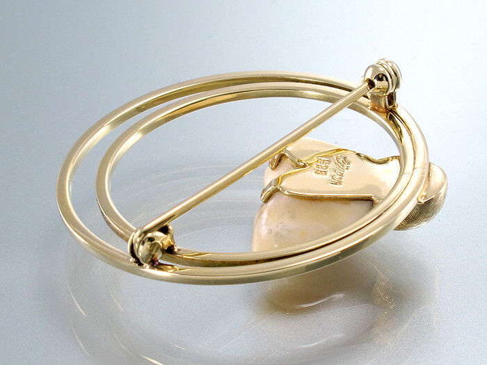 BROSCHE Ø 33,2 mit 2 Grandeln in 14K/585 Gelbgold - 6,9 Gramm