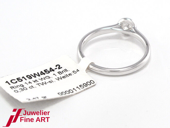 Diamant-Solitärring 0,30 ct TW-SI - 585/14K Weißgold - 2,6 g - Gr. 54 - NEU!