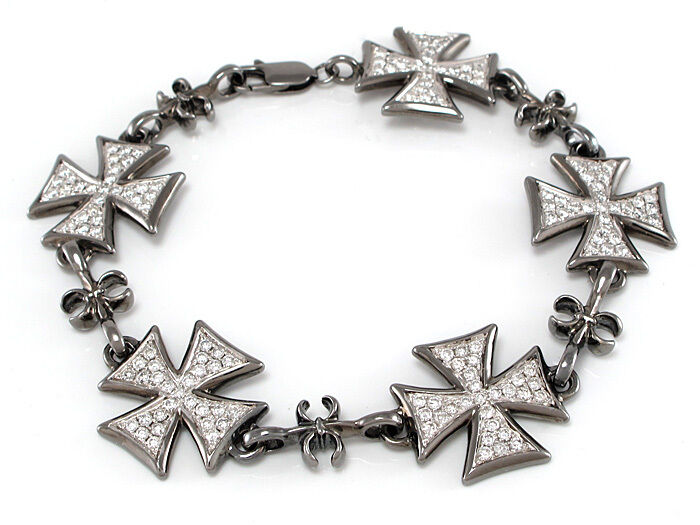 SKULL Armband - 750/18K Gold geschwärzt - Brillanten ca. 2,11 ct W-VSI - 25,5 g