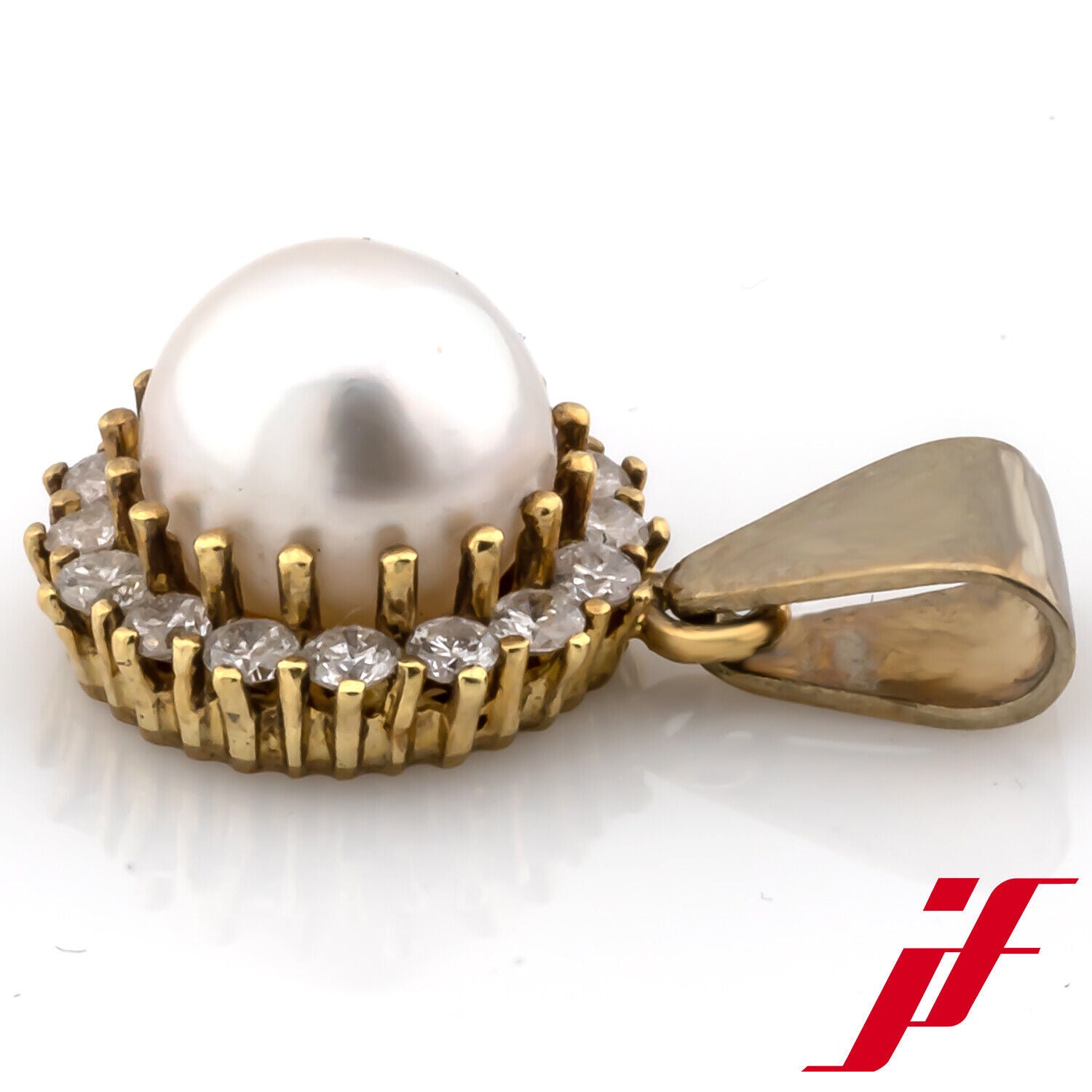 Anhänger Klassisch 585/14K Gelbgold 1 Akoyaperle Diamanten Brillanten Ø 13,0 mm