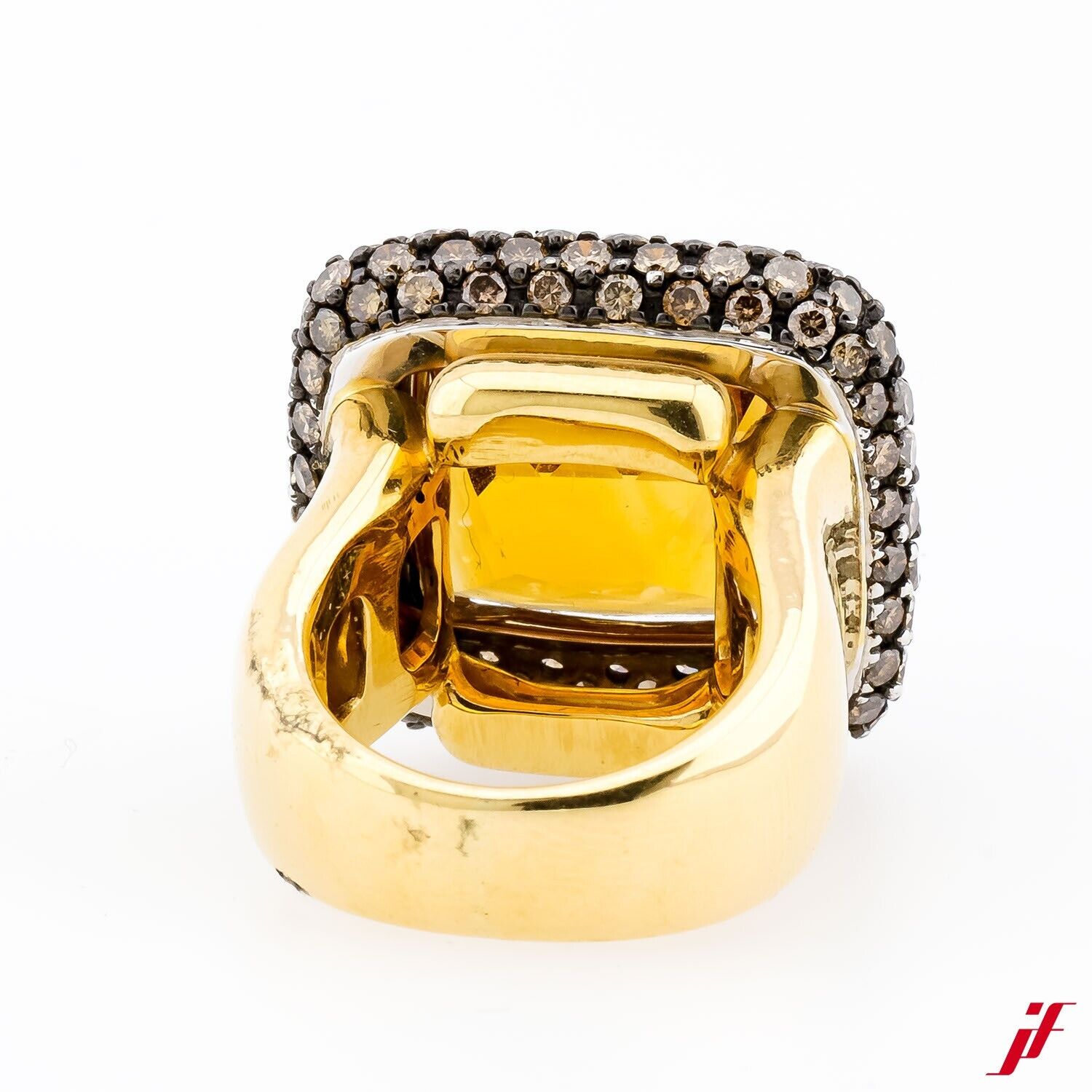 Ring Massiv 750/18K Gelbgold 1 Citrin und Diamanten Fancy Light Brown Größe 51